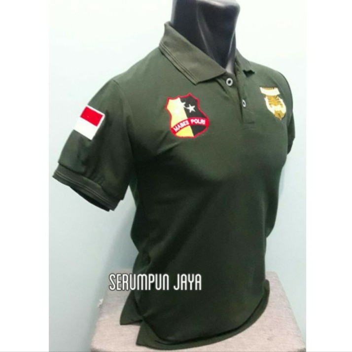 KAOS GADA MADYA HIJAU ARMY - KAOS KERAH GADA MADYA HIJAU ARMY FULL BORDIR