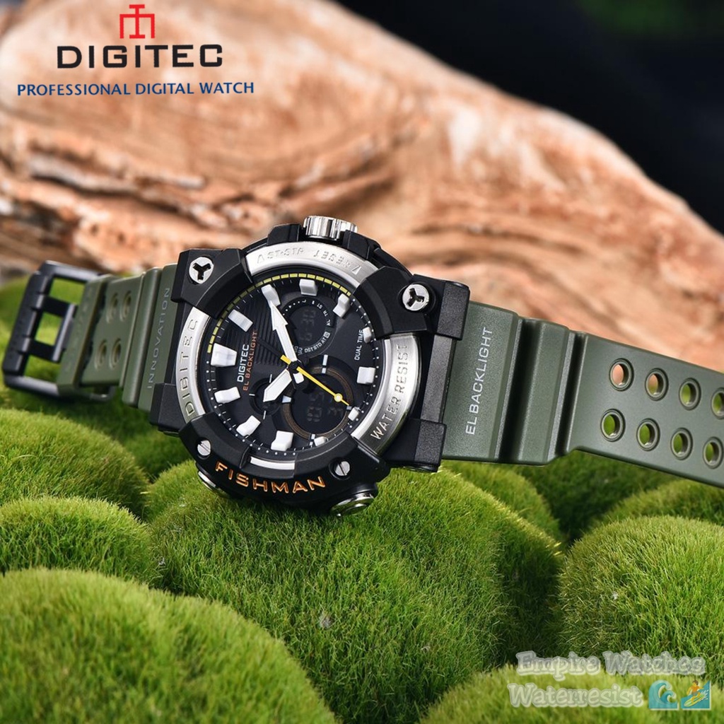 Jam Tangan Digitec DG2150T 2150 DA2150T Pria Cowok Analog Digital Strap Rubber Dualtime Kualitas Ori
