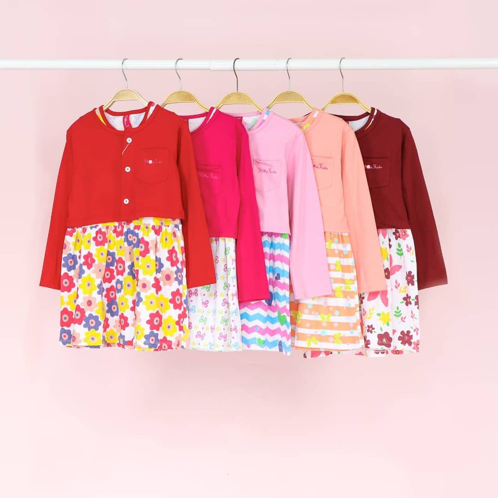 Dress Anak Perempuan Set Cardigan 2in1 2-10th