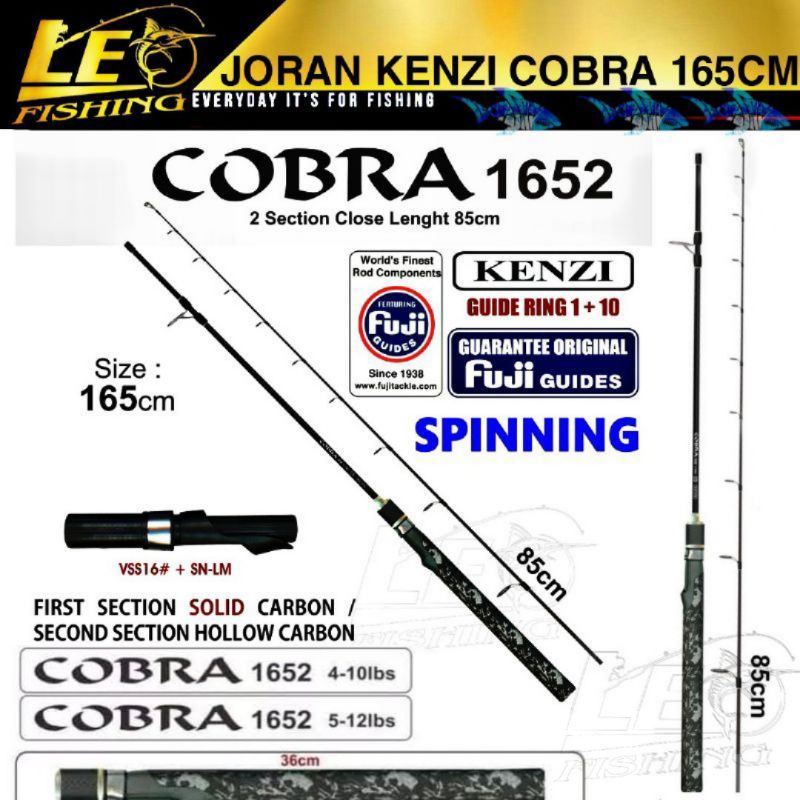 JORAN SPINNING KENZI COBRA PANJANG 1652 RING FUJI TERSEDIA 4-10LB 5-12LB SUDAH TERMASUK PACKING PARA