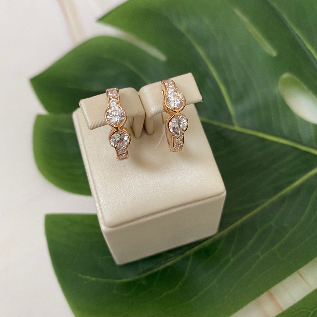 Anting Emas Jepit 16K Kadar 700 70% Fashion Zircon 5.87 Gram