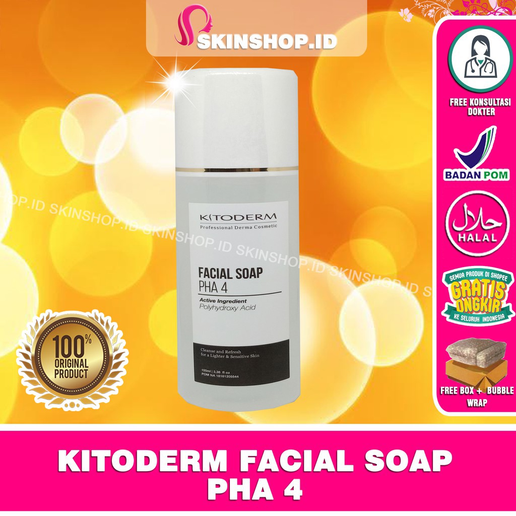 Kitoderm Facial Soap PHA 4 100ml Original / Sabun Wajah Mencerahkan untuk Kulit Sensitif BPOM Aman