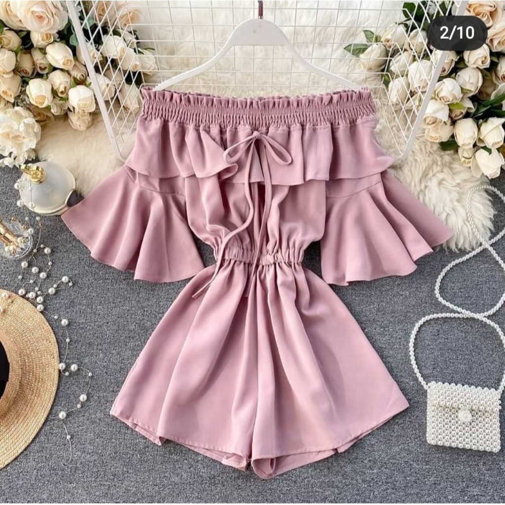 WSE390 - Jumpsuit Sabrina Clovia Setalan Baju Dan Celana Pendek Jumpsuit Playsuit Overall PREMIUM QUALITY