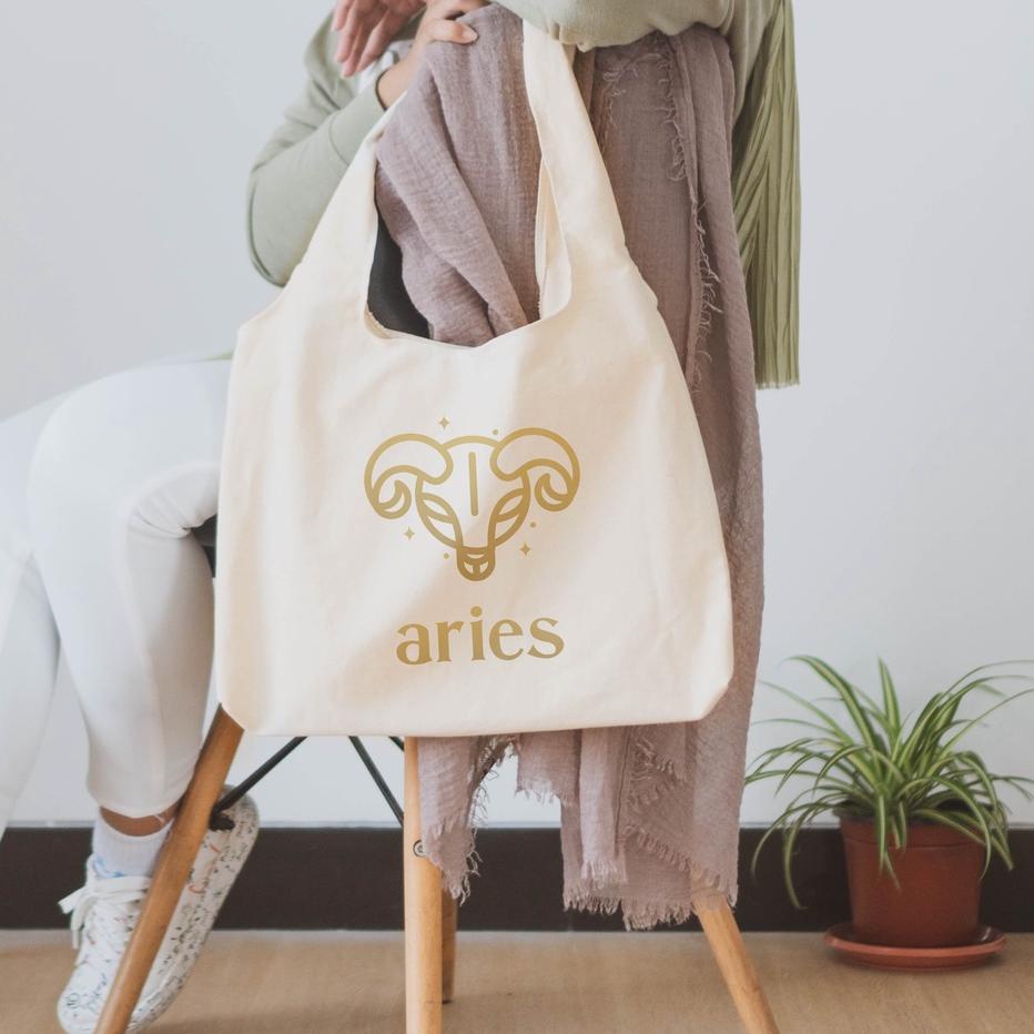 Paling Disukai.. Sevine Tote Bag Kanvas Tas Wanita Kuliah Fashion Laptop Totebag  Aesthetic Zodiac S