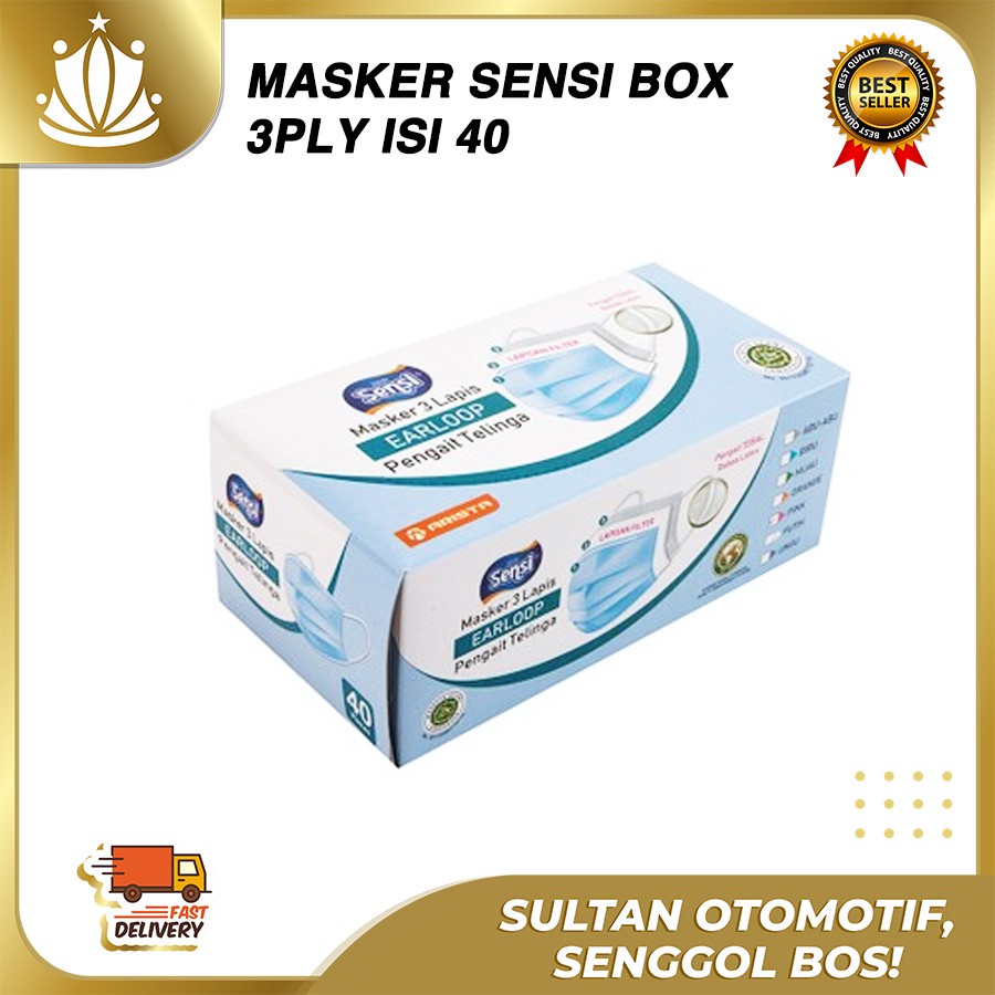 SENSI Masker isi 40 / Masker SENSI / Masker Motor Sensi 3ply earloop PRODUK BARU HARGA NORMAL