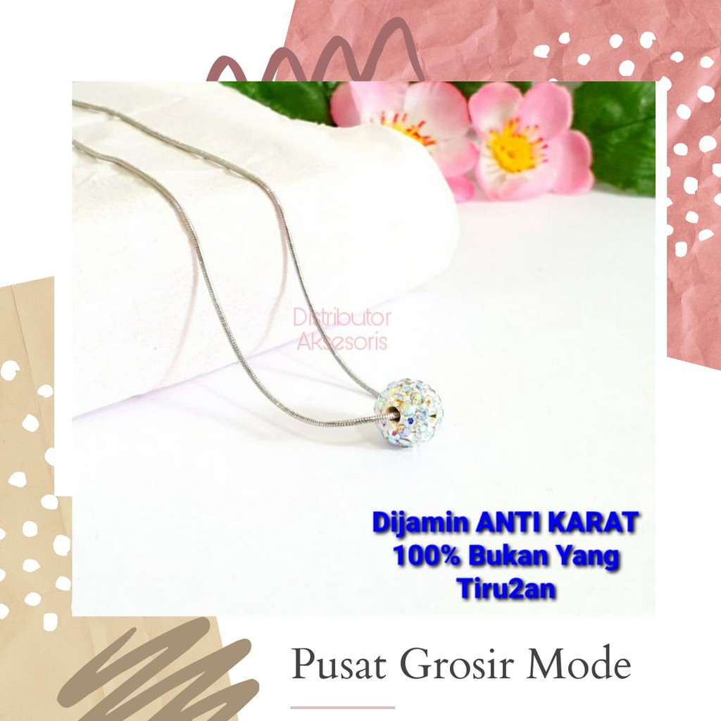 Kalung Titanium Crystal Blink Rainbow ANTI KARAT SELAMANYA PGM KT158