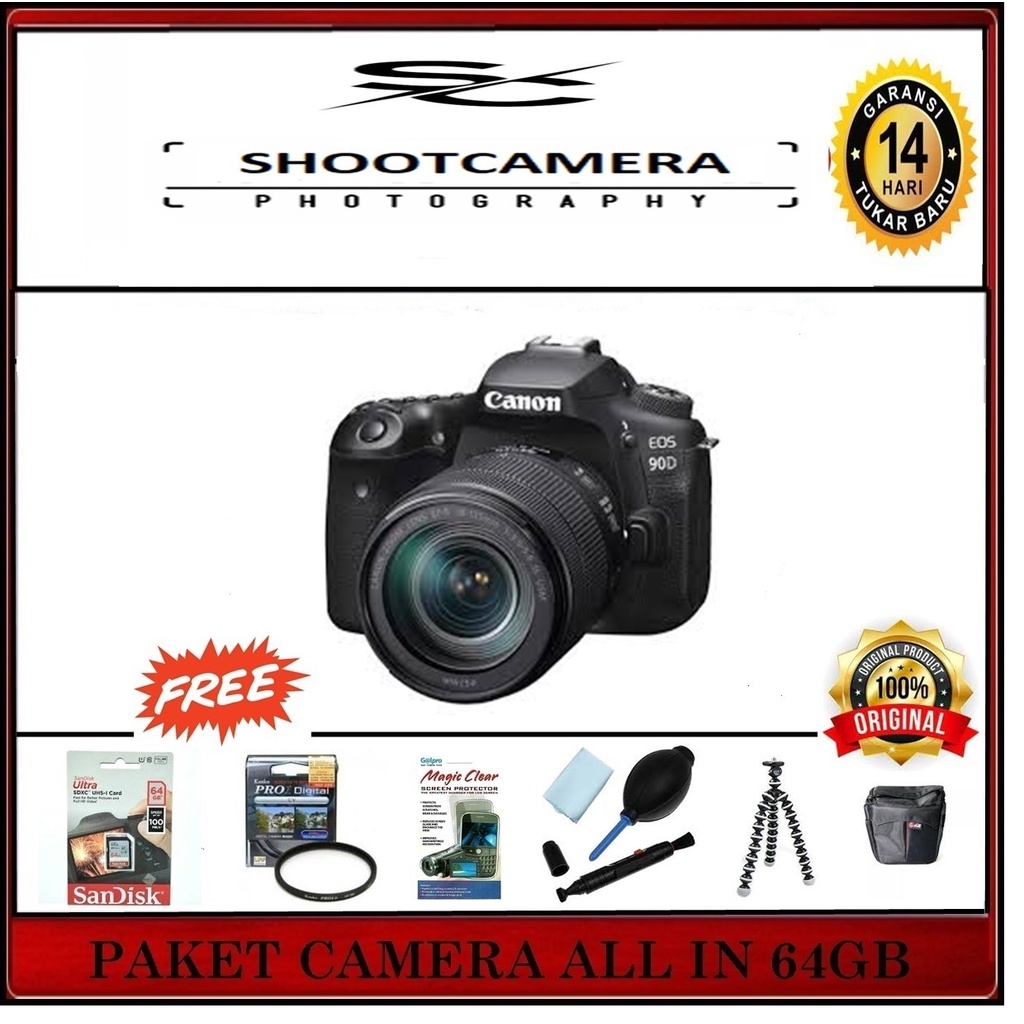 CAMERA CANON EOS 90D 18-135MM IS USM - PAKET LENGKAP