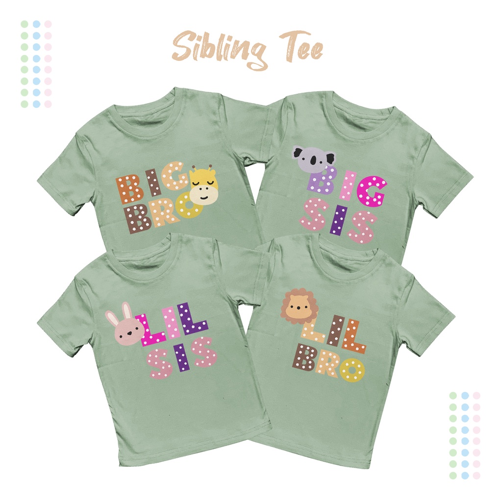 Kaos Couple Anak 1-12 Tahun Laki Laki Perempuan Unisex Sibling Tee Series Bro &amp; Sis Animal