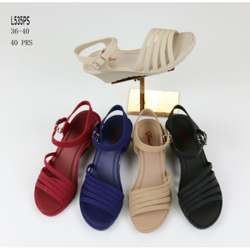 Sun-MELLA Sandal Wedges Wanita Tali L535PS (Doff colors)