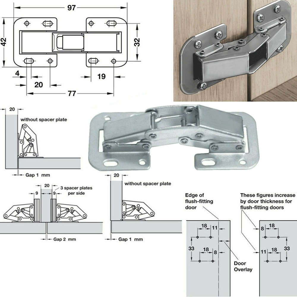 2 Set Engsel 90 Derajat Bahan Baja Untuk Pintu Lemari Dapur