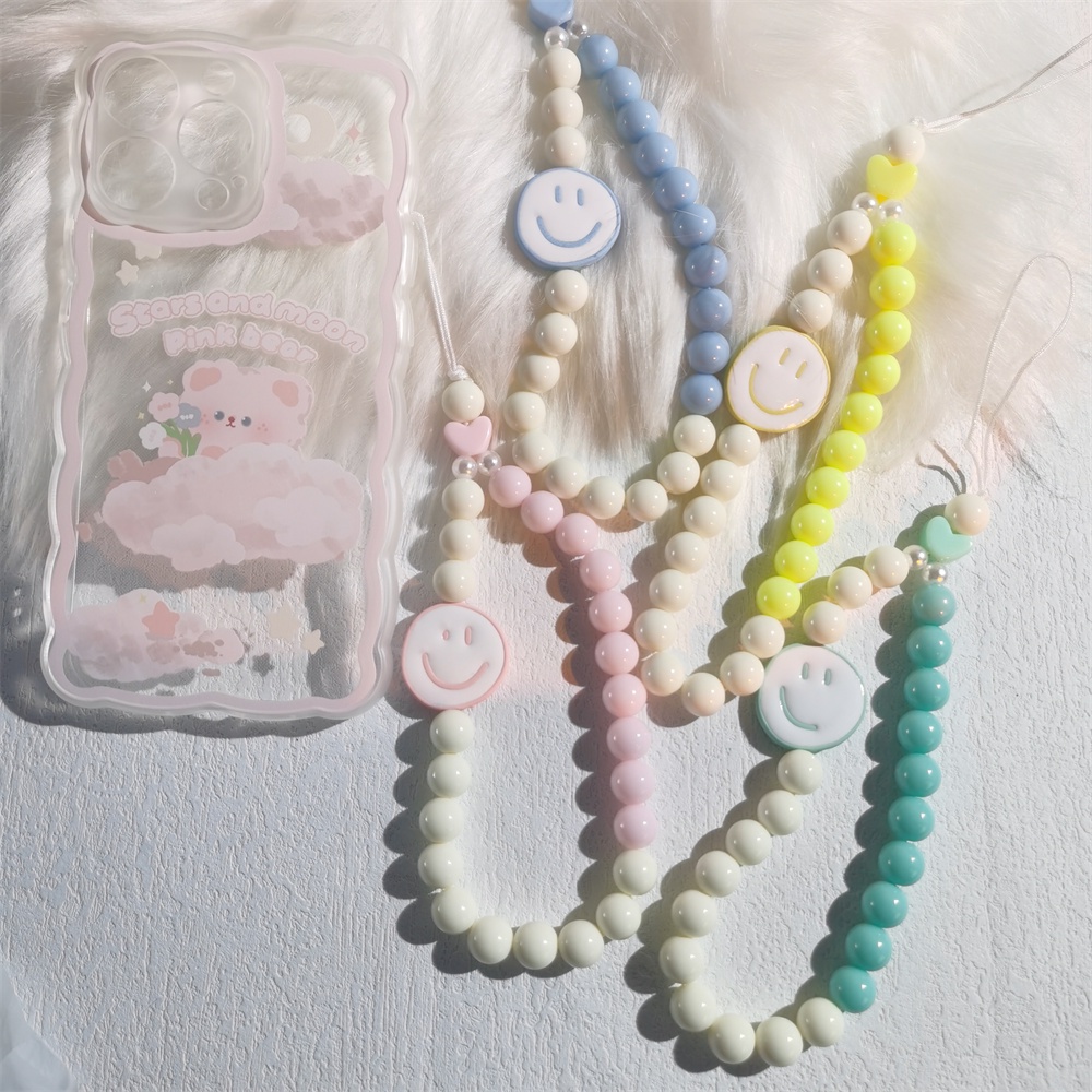 Tali Lanyard Motif Smiley Face Bahan Akrilik Anti Hilang Untuk Handphone