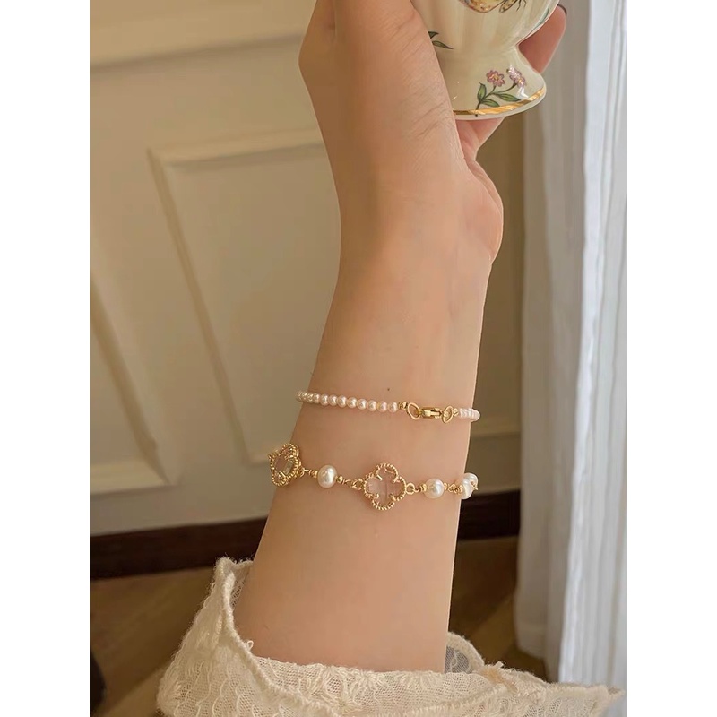 Fashion Bracelets Pearl Four Leaf Clover Bracelets Women Fashion