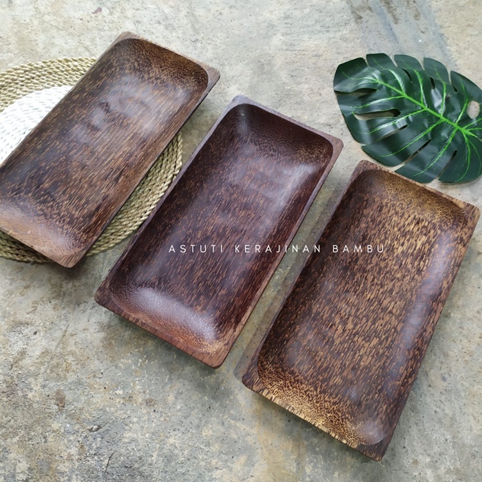 Piring Kayu Persegi Panjang Kayu Aren 30 x 15 cm/Piring Kayu Unik/Piring Makan Kayu/Piring Saji Kayu