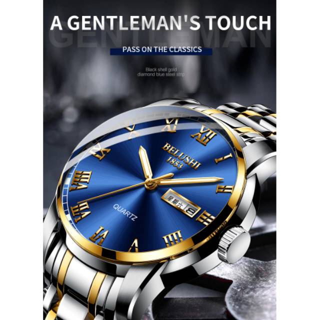 Original BELUSHI jam tangan luxury pria mewah top brand desain fashion  tahan air dan anti gores