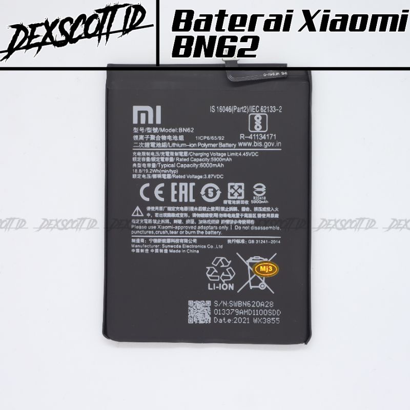 Baterai XiaoMi Redmi 9T Poco M3 BN62 Original Oem Battrey Batre HP
