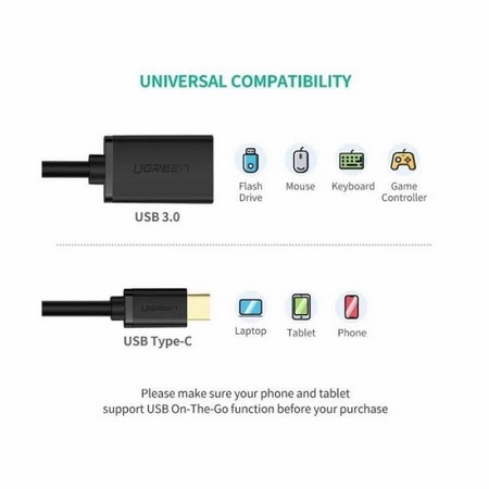 Ugreen Otg Type C 3.0 Male to Usb Female - Ugreen Adaptor Usb C to Usb 3.0 for Flashdisk Mouse Keyboard