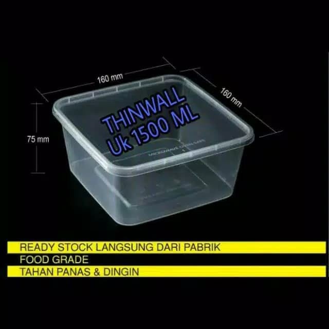 Food Container Thinwall kotak makan box 1500ml buah sayur nasi