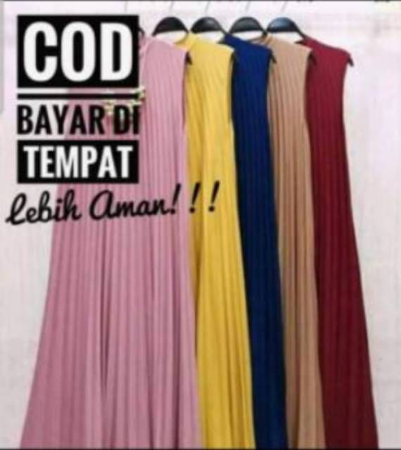 Long Dress Plisket Dewasa / Full Plisket Depan Belakang