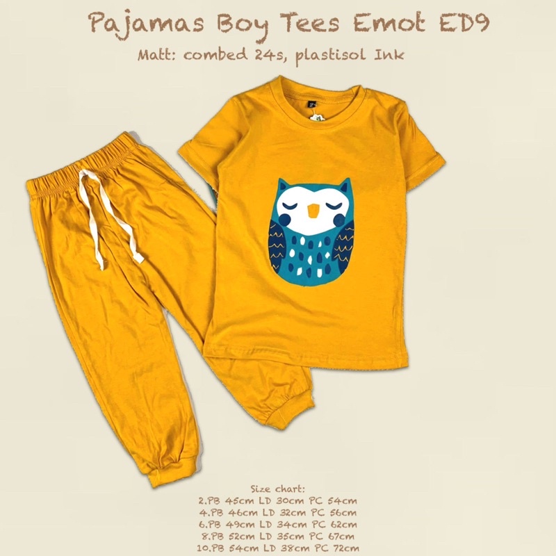 Setelan Anak Pajamas Boy Tees Emot ED9 Original Pineapple Kaos Anak Super Premium