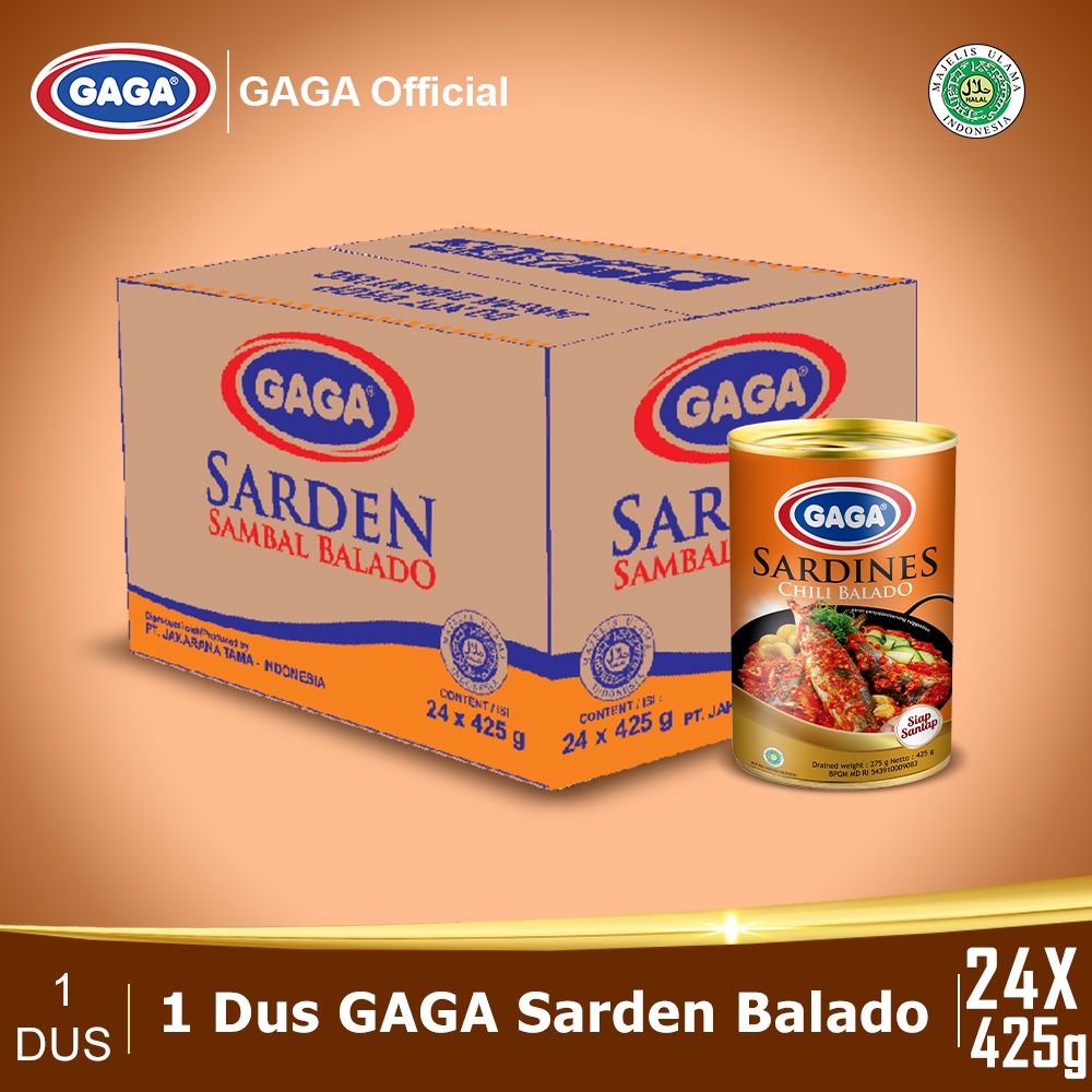 

GAGA Sarden Balado Chili 425g (1 dus = 24 pcs Harga Grosir)