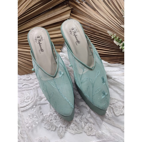 sepatu pesta johana wanita wedding sage green 12cm