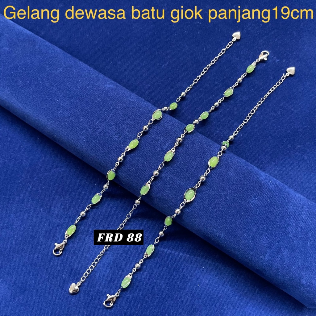 new gelang tangan wanita kominasi rantai dan giok ukuran panjang 18 cm