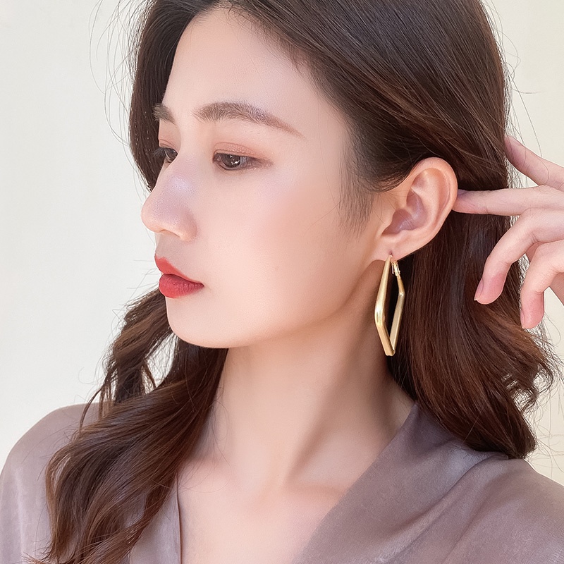 Anting Tusuk Gantung Bahan Sterling Silver 925 Desain Frame Persegi Besar Gaya Eropa / Amerika Untuk Wanita 2020