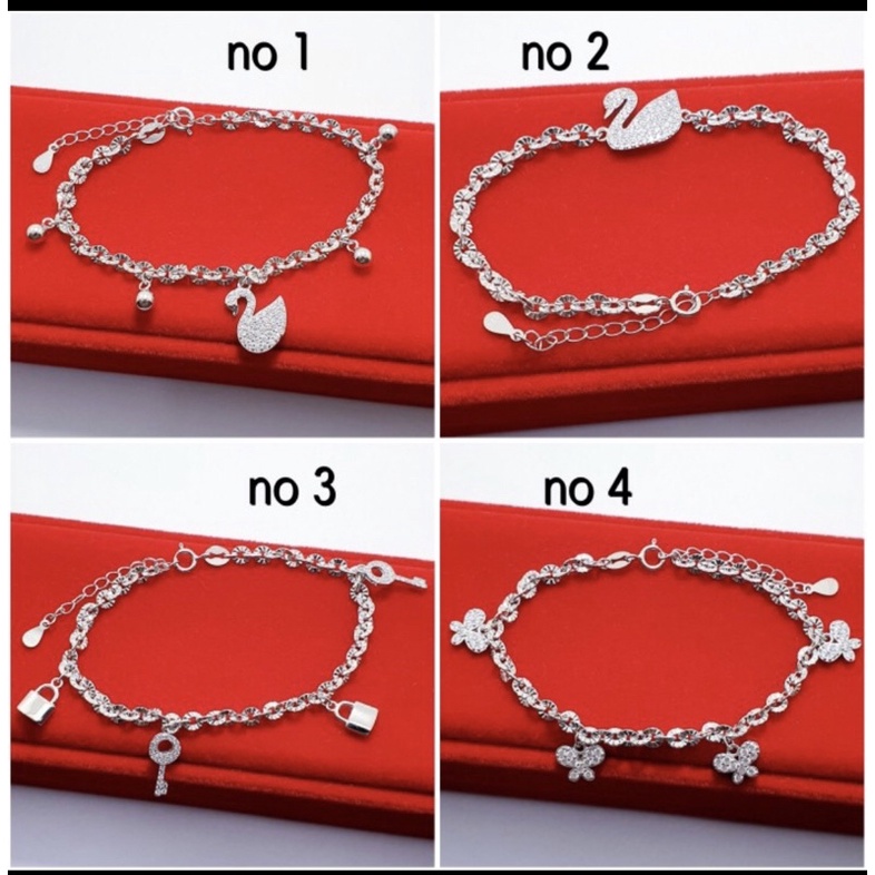 Gelang tangan cewek gelang tangan wanita gelang perak 925 lapis emas putih