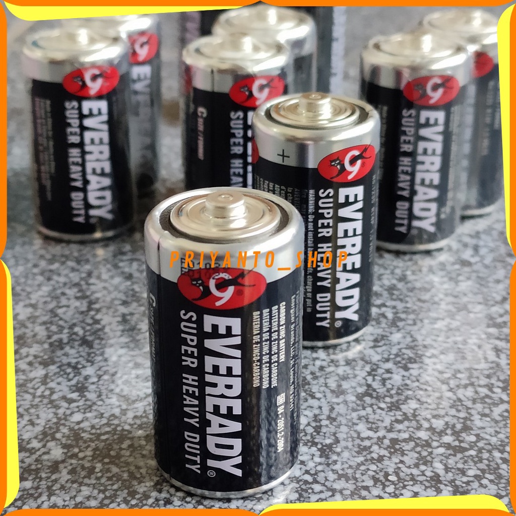 BATERAI EVEREADY SUPER HEAVY DUTY TYPE C UKURAN SEDANG LR14 1.5v