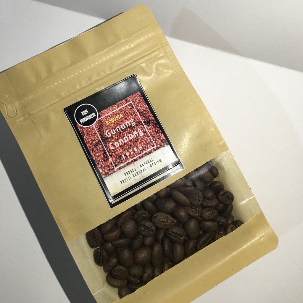 

[GRATIS ONGKIR] ROAST BEAN GUNUNG CONDONG ROBUSTA PREMIUM QUALITY / MEDIUM ROAST - BRUNO (KOPI LOKAL PURWOREJO) 200gr