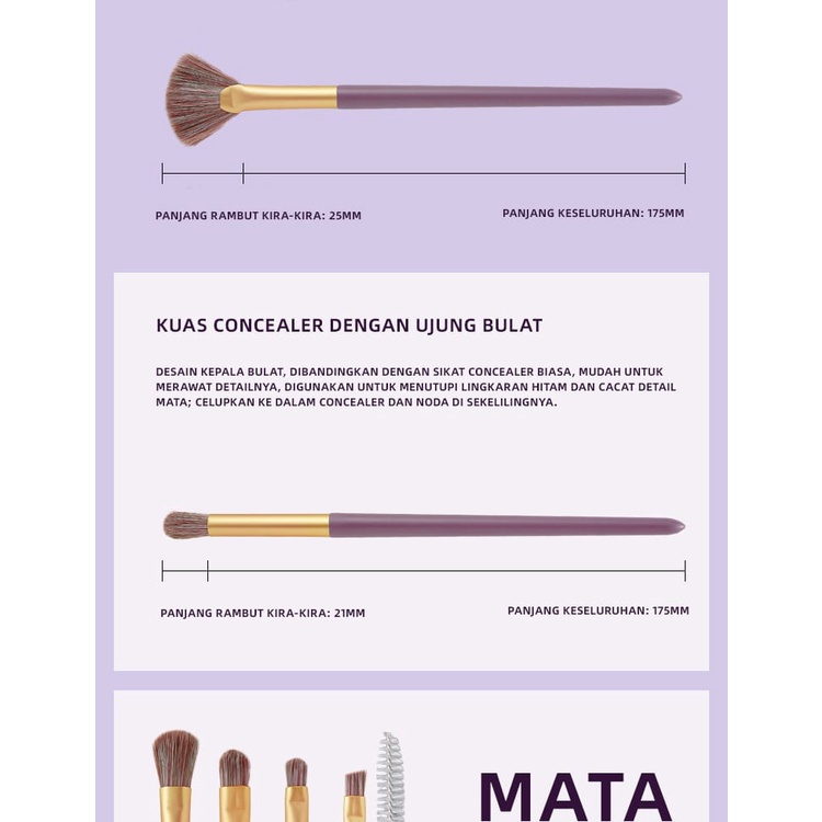 Set Kuas Makeup Make Up Brush Set 10pcs Free Dompet