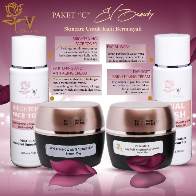 PAKET WHITENING SERIES "C" EV BEAUTY/KULIT BERMINYAK
