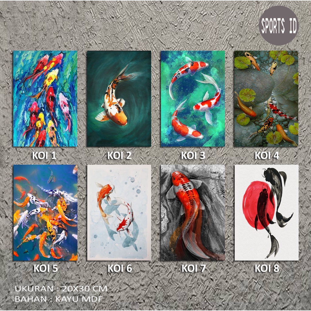 KOI - PAJANGAN DINDING - HIASAN DINDING - WALL DECOR - POSTER IKAN KOI