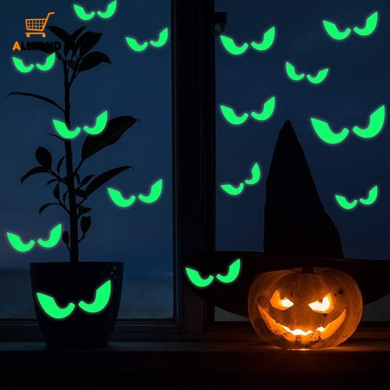 18pcs Stiker Dinding Decal Desain Peeping Eye Glow In The Dark Untuk Dekorasi Halloween