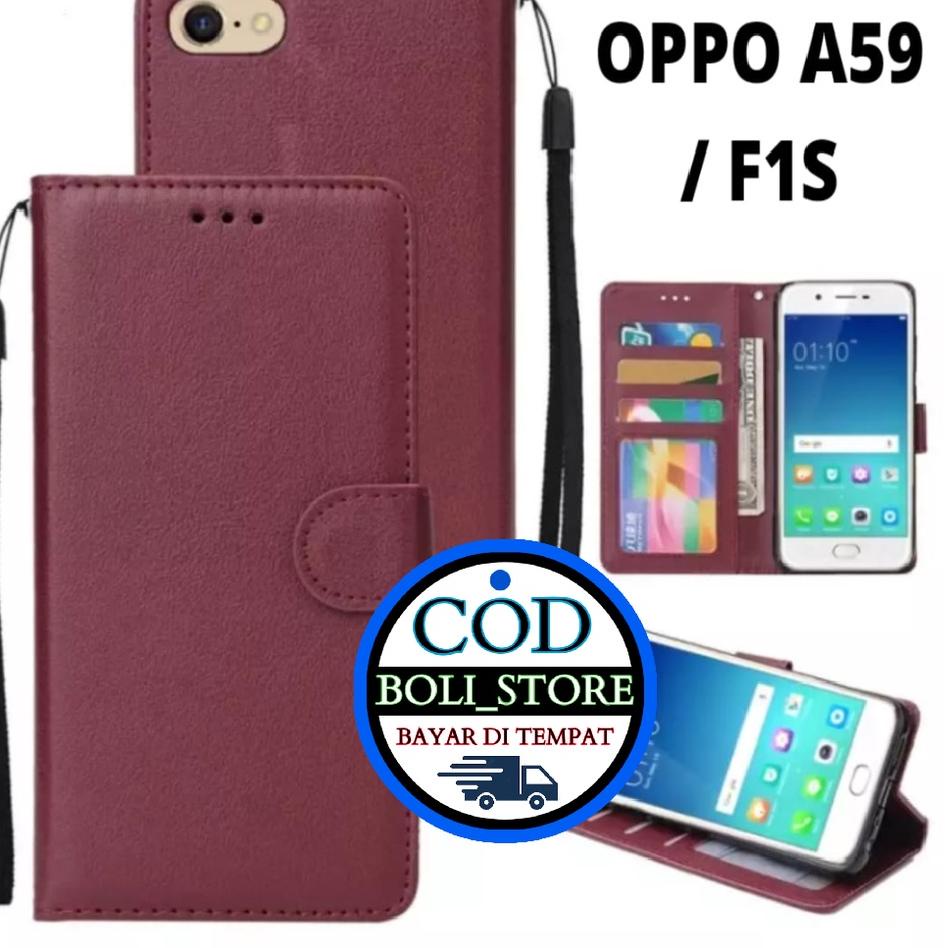 Bagus Dipakai.. CASING / CASE KULIT FOR OPPO F1S  OPPO A59 - CASING DOMPET- COVER -SARUNG HP