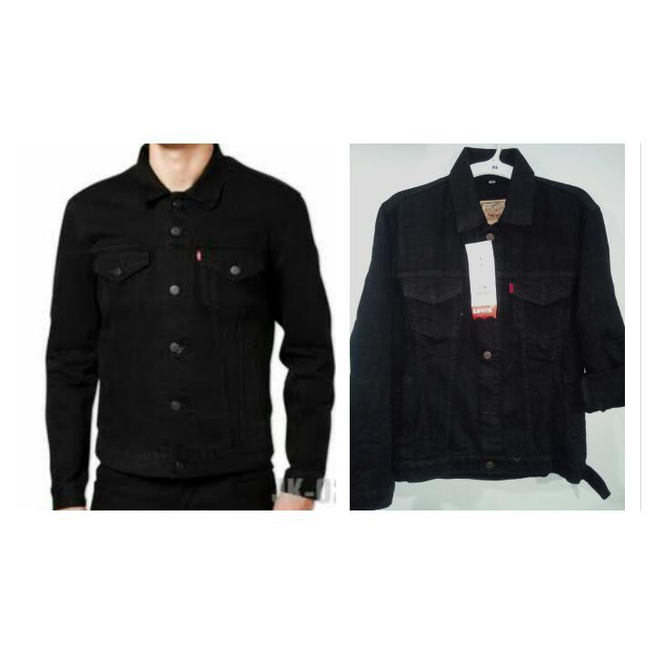JAKET PRIA BERKUALITAS - Jaket jeans Levis 501. Reguler, hitam pekat, laki-laki.