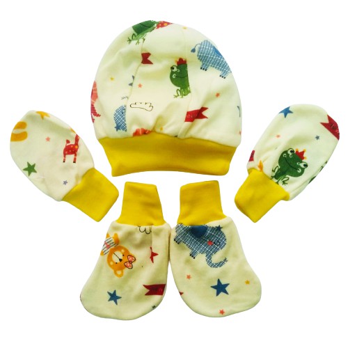 2 SET / 2 TOPI BAYI 2 PASANG SARUNG TANGAN BAYI DAN SARUNG KAKI / KAUS KAKI BAYI / TOPI BAYI MOTIF