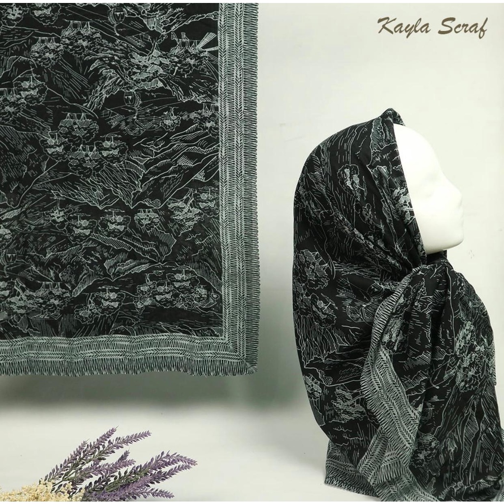 (100K Get 4) KAYLA SCARF SEGIEMPAT VOAL MOTIF PREMIUM LASERCUT