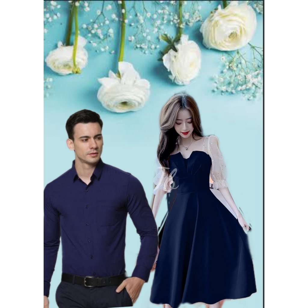 COUPLE DRESS KIMNARA BRUKAT TILE GLITER/ SET PAKAIAN COUPLE PESTA