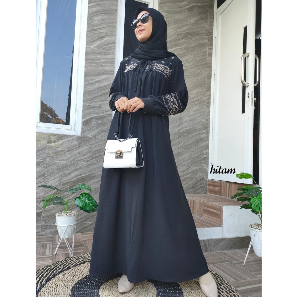 Gamis Crinkle Bordir / Gamis Jharna Bordir / Gamis Crinkle Airflow Premium