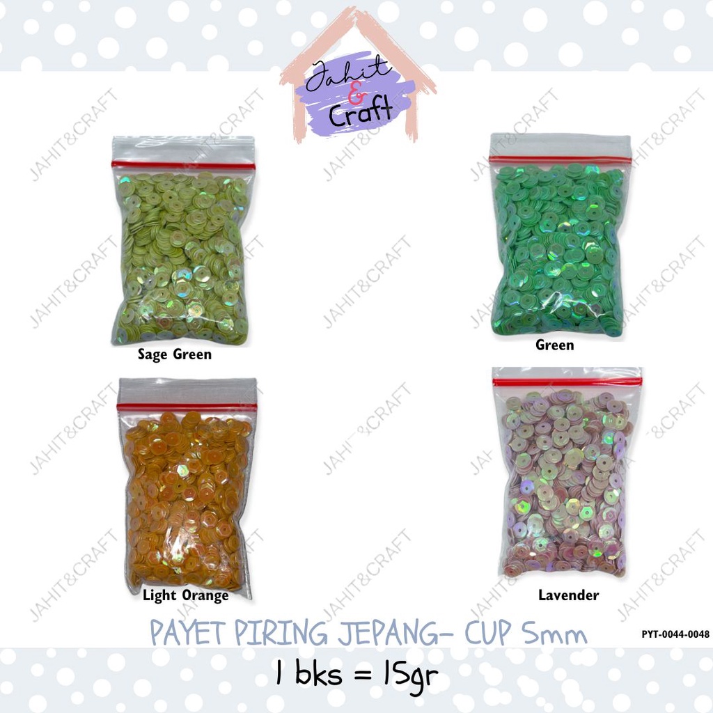 Payet Piring 5mm per15gram / Payet Remboci Piring Cup / Payet Jepang