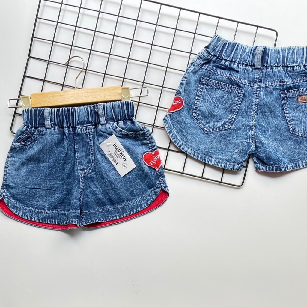 HOTPANT LOVE SNOW 1-3 Tahun Celana Jeans Pendek Anak Perempuan