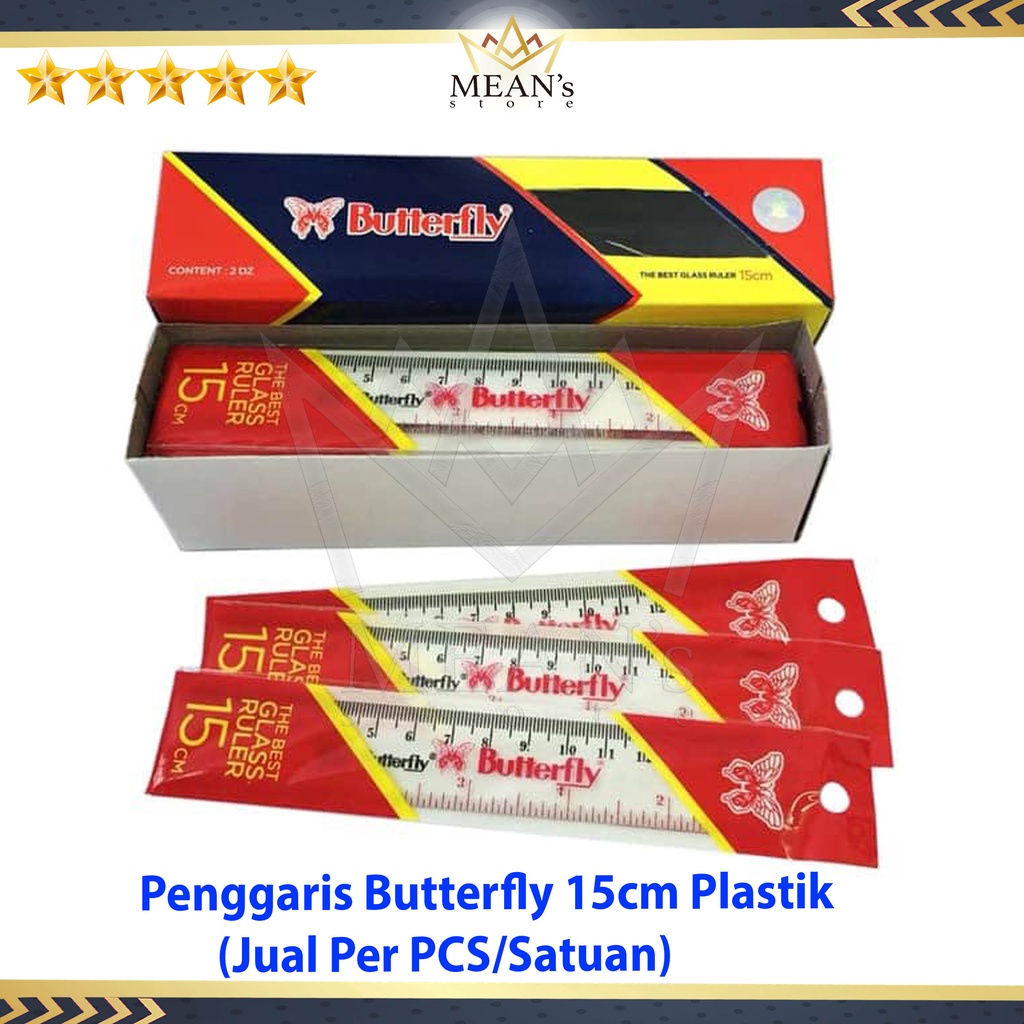 

Penggaris Plastik Mika Butterfly 15cm / Mika Glass Ruler 15 cm