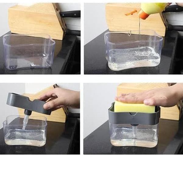 Dispenser Tempat Sabun Cuci Piring - Soap Pump Sponge Caddy FREE SPON