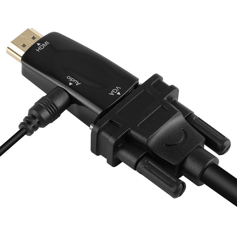 Rebuy Adapter Converter Hdmi Male Ke Vga Female Fhd 1080p Dengan Kabel Audio 3.5mm Untuk Pc / Laptop / Tv