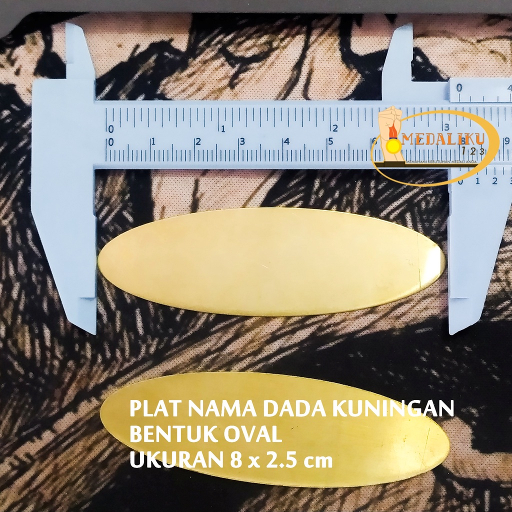 

Plat Kuningan Oval 8x2,5 cm 0,5mm Bahan Name Tag / Nama Dada Resin Lycal Polosan Kosongan