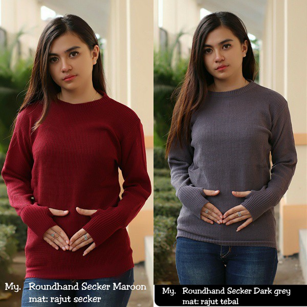  SWEATER  ROUNDHAND RAJUT  PAKAIAN BAJU RAJUT  WANITA  