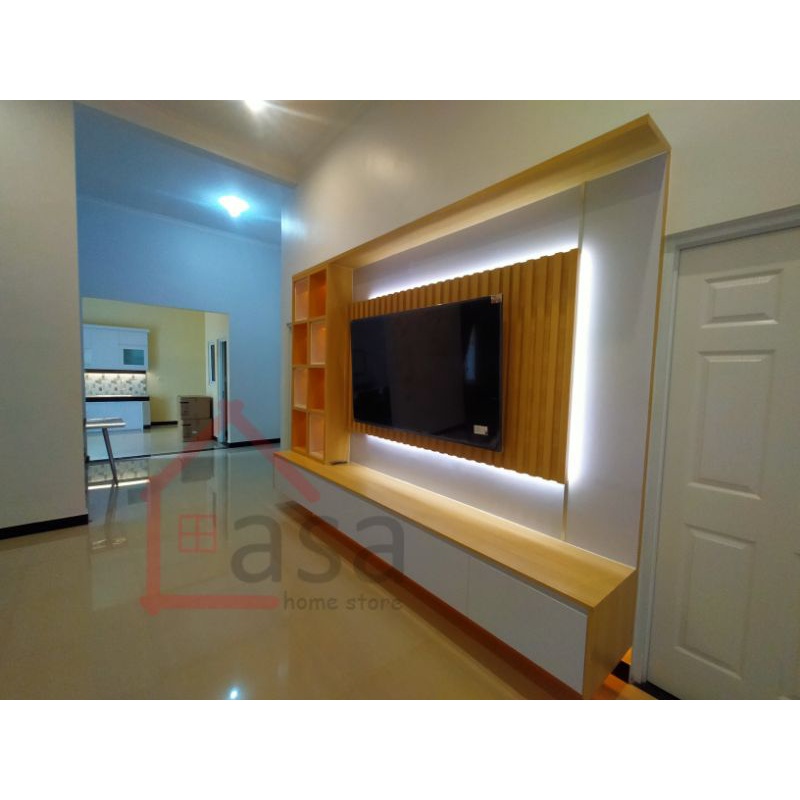backdrop tv minimalis furniture custom meja dinding meja tv gantung