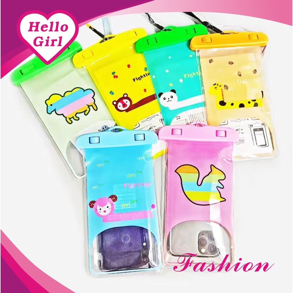 (Hello Girl) D41 Sarung Hp Anti Air/Pouch Smartphone WaterProof Case Lucu Import