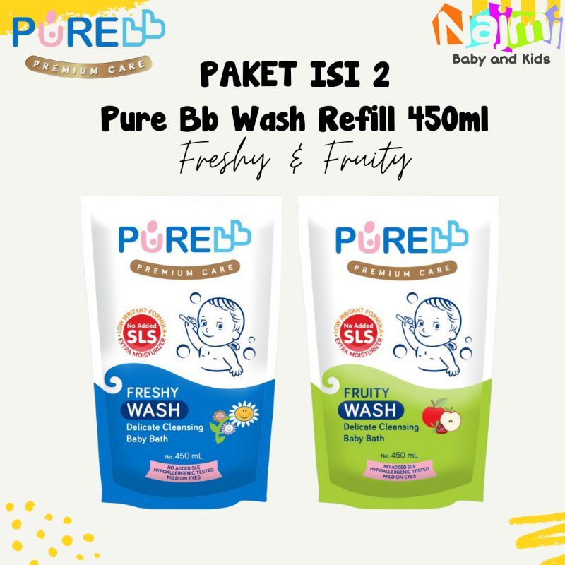 PAKET ISI 2 Pure Bb PureBb Baby Wash Refill 450ml Freshy dan Fruity